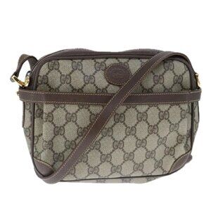 GUCCI GG Supreme Shoulder Bag PVC Leather Beige